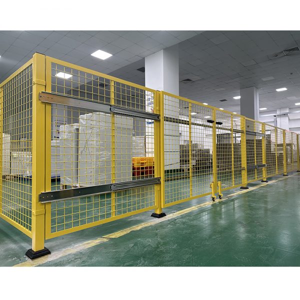 Yellow Rail Mounted Galvanized Warehouse Separation Workshop Fence