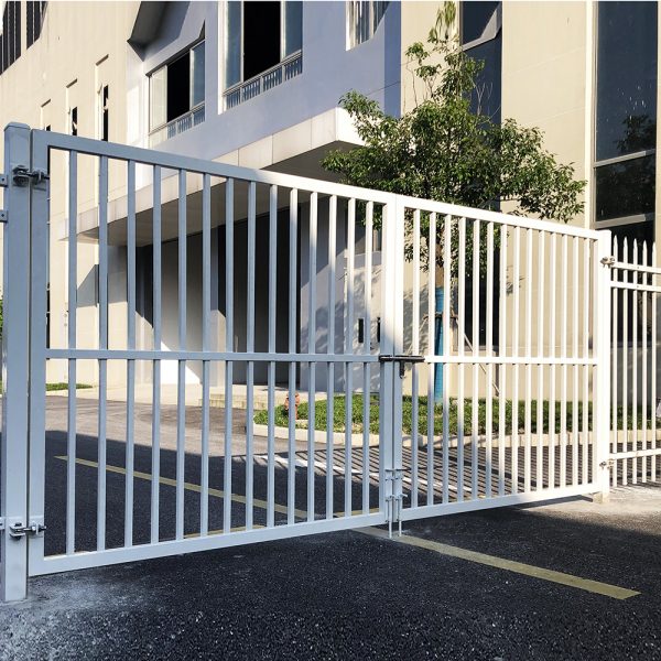 White Metal Fence Manual Swing Gate